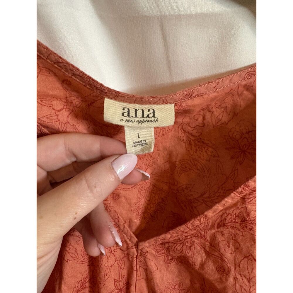 Women's Ana Top Stretch V-Neck Boho Large Mid Crop